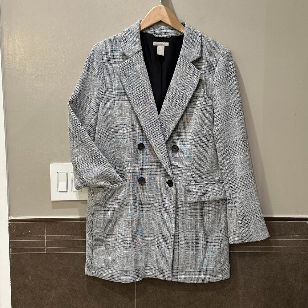 H&M Checked Pattern Double-Breasted Midi-Length B… - image 6